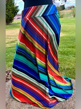 Vibrant Multicolor Striped Maxi Skirt